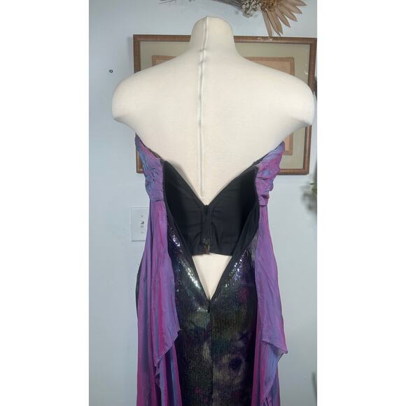 Rene Ruiz Women Strapless Dress |Size 4 | Purple Multicolor Sequin Evening Gown - Picture 8 of 9